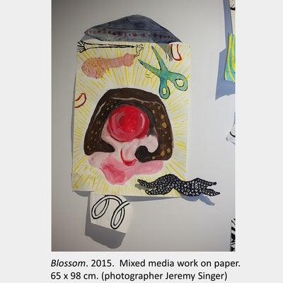 Artwork by Robert Dayton.  Blossom. 2015. Mixed media work on paper. 65 x 98 cm. (photographer Jeremy Singer)