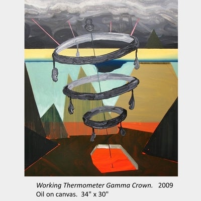 Artwork by Scott Everingham. Working Thermometer Gamma Crown. 2009. Oil on canvas.  34" x 30"