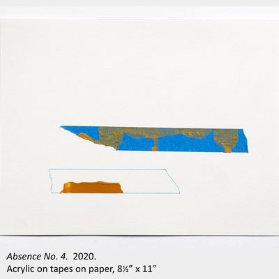 Brubey Hu's artwork "Absence No. 4", 2020, acrylic on tapes on paper, 8.5” x 11”