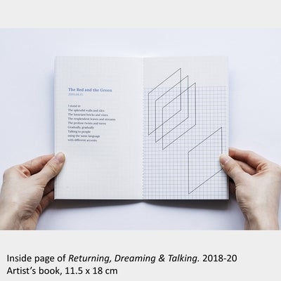 Brubey Hu's artwork "Inside page of Returning, Dreaming & Talking", 2018-2020, artist’s book, 11.5 x 18 cm