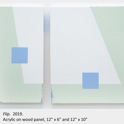 Brubey Hu's artwork "Flip", 2019, acrylic on wooden panels, 12” x 6” and 12” x 10”