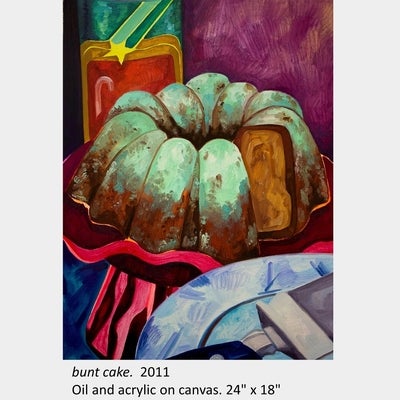 Artwork by Heidi Jahnke. bunt cake. 2011. Oil and acrylic on canvas. 24" x 18"
