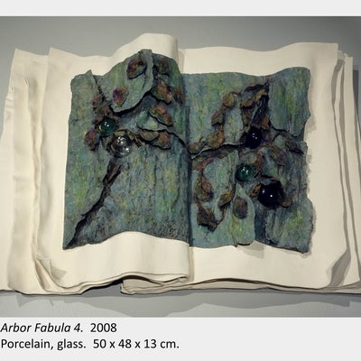 Artwork by Jane Buyers. Arbor Fabula 4. 2008. Porcelain, glass.  50 x 48 x 13 cm.