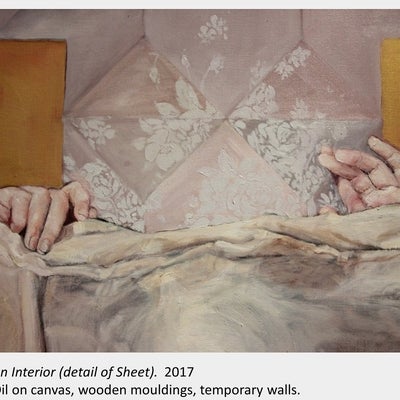 Artwork by Jess Lincoln. An Interior (detail of Sheet), 2017, Oil on canvas, wooden mouldings