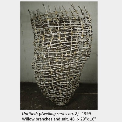 Artwork by Arounna Khounnoraj. Untitled: (dwelling series no. 2). 1999. Willow branches and salt. 48" x 29"x 16"