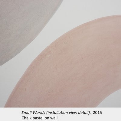 Artwork by Liz Little. Small Worlds (installation detail view). 2015. Chalk pastel on wall.