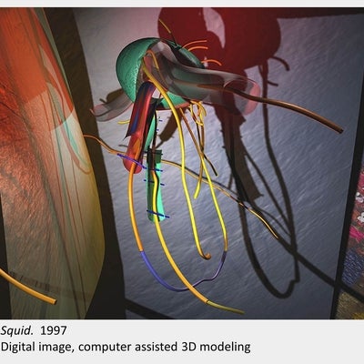Artwork by Don MacKay. Squid. 1997. Digital image, computer assisted 3D modeling.