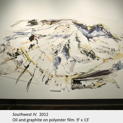 Artwork by Linda Martinello. Southwest IV. 2012. Oil and graphite on polyester film