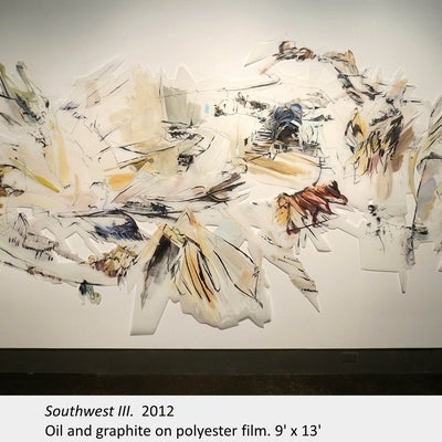 Artwork by Linda Martinello. Southwest III. 2012. Oil and graphite on polyester film