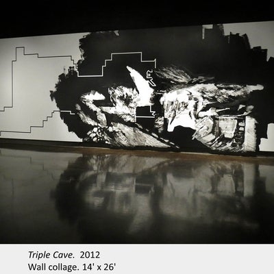 Artwork by Linda Martinello. Triple Cave. 2012. Wall collage. 14' x 26'