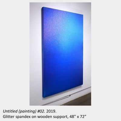 Tyler Matheson's artwork "Untitled (painting) #02", 2019, glitter spandex on wooden support, 48”x72”