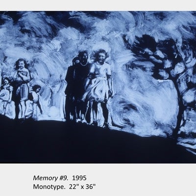 Artwork by Eva McCauley. Memory #9. 1995. Monotype. 22" x 36"