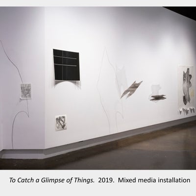 Paula McLean's exhibition "To Catch a Glimpse of Things", 2019.  Mixed media installation.