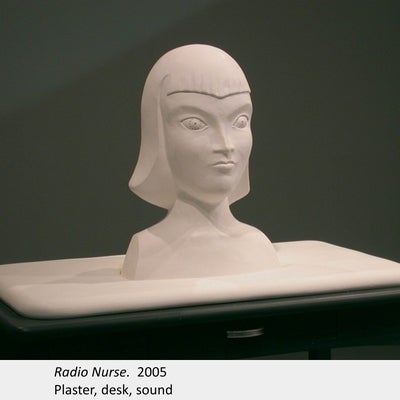 Artwork by Rick Nixon. Radio Nurse. 2005. Plaster, desk, sound.