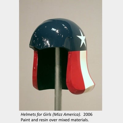 Artwork by Rick Nixon. Helmets for Girls (Mizz America). 2006. Paint and resin over mixed materials.