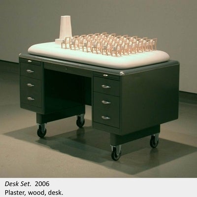 Artwork by Rick Nixon. Desk Set. 2006. Plaster, wood, desk.