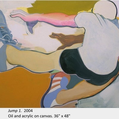 Artwork by Anders Oinonen. Jump 1. 2004. Oil and acrylic on canvas. 36" x 48"