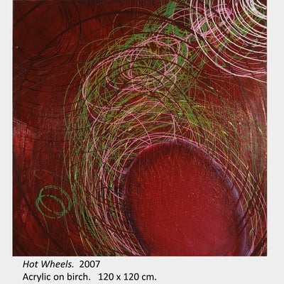 Artwork by Richard Rizzo. Hot Wheels. 2007. Acrylic on birch. 120 x 120 cm.