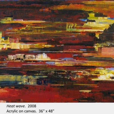 Artwork by Joanna Asha Roznowski. Heat wave. 2008. Acrylic on canvas. 36" x 48"