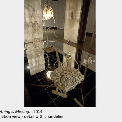 Artwork by Srdjan Segan. Something is Missing. 2014. Installation view - detail with chandelier.