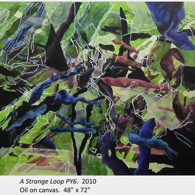 Artwork by Alison Shields. A Strange Loop PY6. 2010. Oil on canvas. 48” x 72”