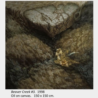 Artwork by Shi Le. Beaver Creek #3. 1998. Oil on canvas. 150 x 150 cm.