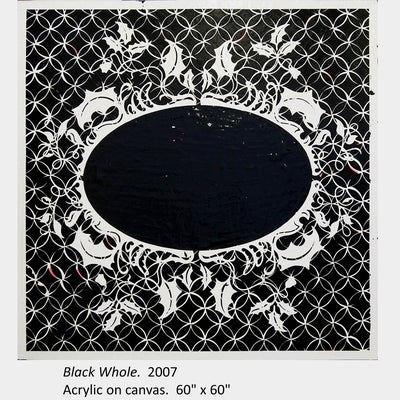 Artwork by Emmy Skensved. Black Whole. 2007. Acrylic on canvas. 60" x 60"