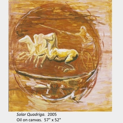 Artwork by Francois Xavier Saint-Pierre. Solar Quadriga. 2005. Oil on canvas. 57" x 52"