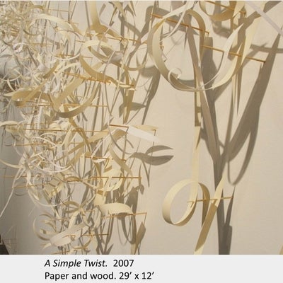 Artwork by Dawn Stafrace. A Simple Twist (detail). 2007. Paper and wood. 29’ x 12’