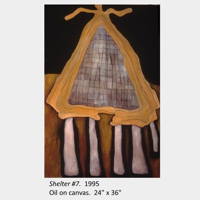 Artwork by Shawn Steffler. Shelter #7. 1995. Oil on canvas. 24" x 36"