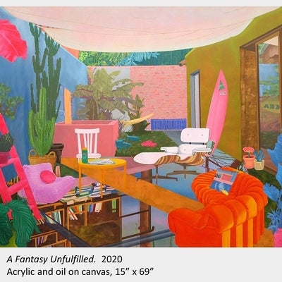 Kayla Witt's artwork "A Fantasy Unfulfilled." 2020, acrylic and oil on canvas, 15” x 69” 
