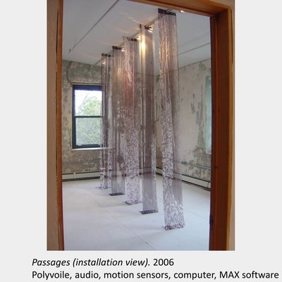 Artwork by Daria Magas-Zamaria. Passages (installation view). 2006. Polyvoile, audio, motion sensors, computer, MAX software