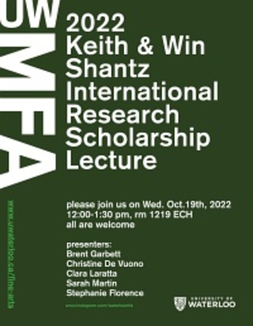 Poster for UW MFA 2022 Keith and Win Shantz International Research Scholarship lecture
