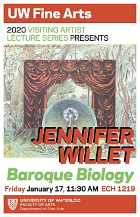 Poster for Jennifer Willet's artist talk.