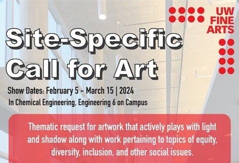 Site-specific call for art that plays with light and shadow and pertains to topics of equity, diversity, inclusion and other social issues. Show in Engineering 6 from February 5th to March 15th 2024 