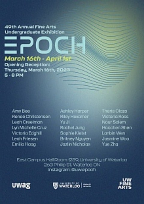 Poster for "Epoch" the 2023 fourth year exhibition