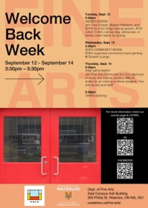 Poster for Welcome Back Week listing events happening September 12-14, 2023