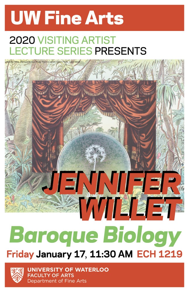 Poster for Jennifer Willet's artist talk.