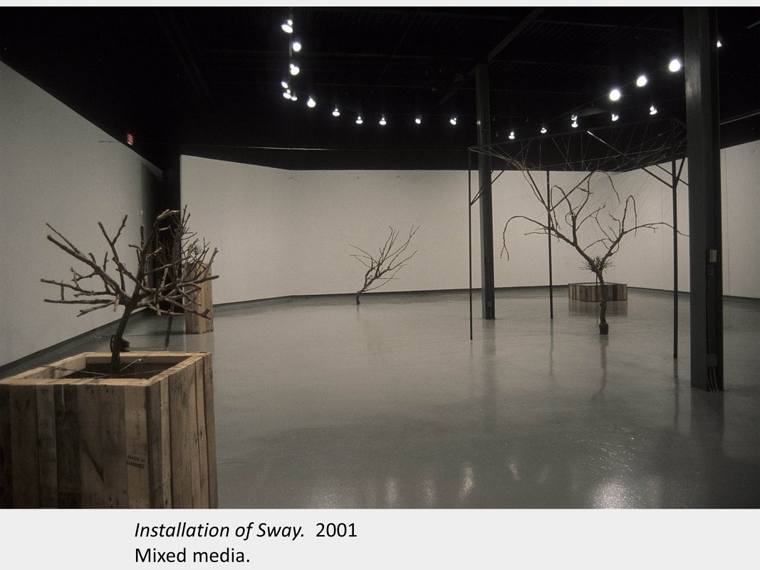 Artwork by Michael Ambedian. Installation of Sway. 2001. Mixed media.