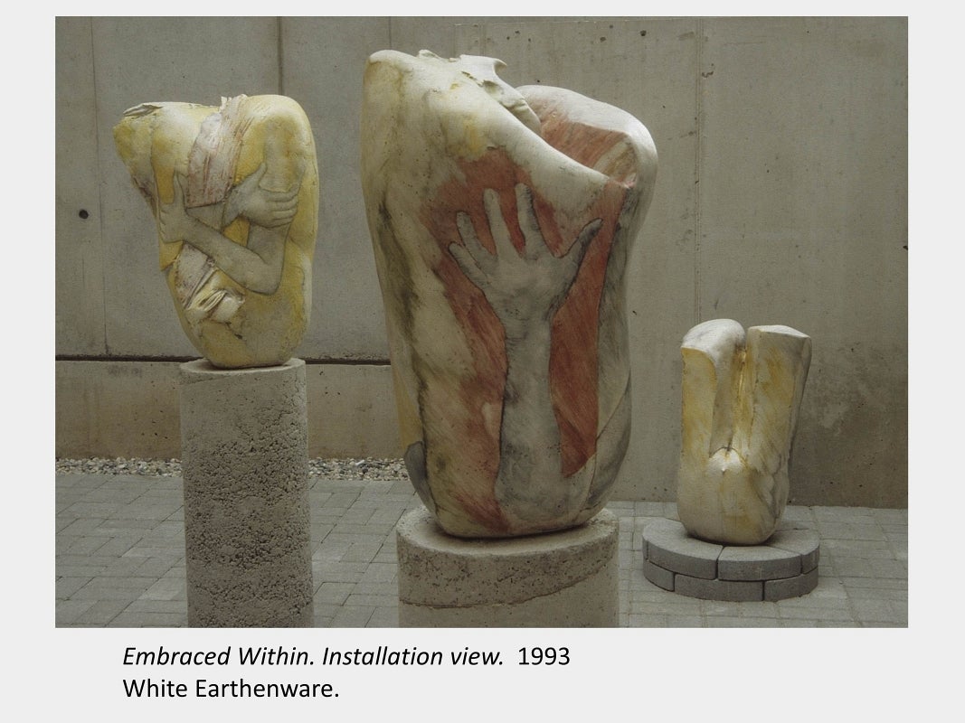 Artwork by Ann Roberts. Embraced Within. 1993. White Earthenware.