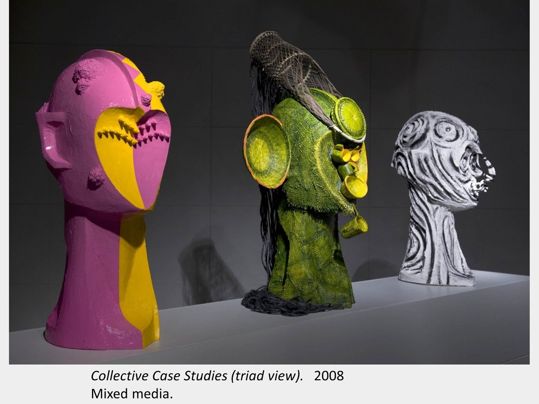 Artwork by Susan Beniston. Collective Case Studies (triad view). 2008. Mixed media.
