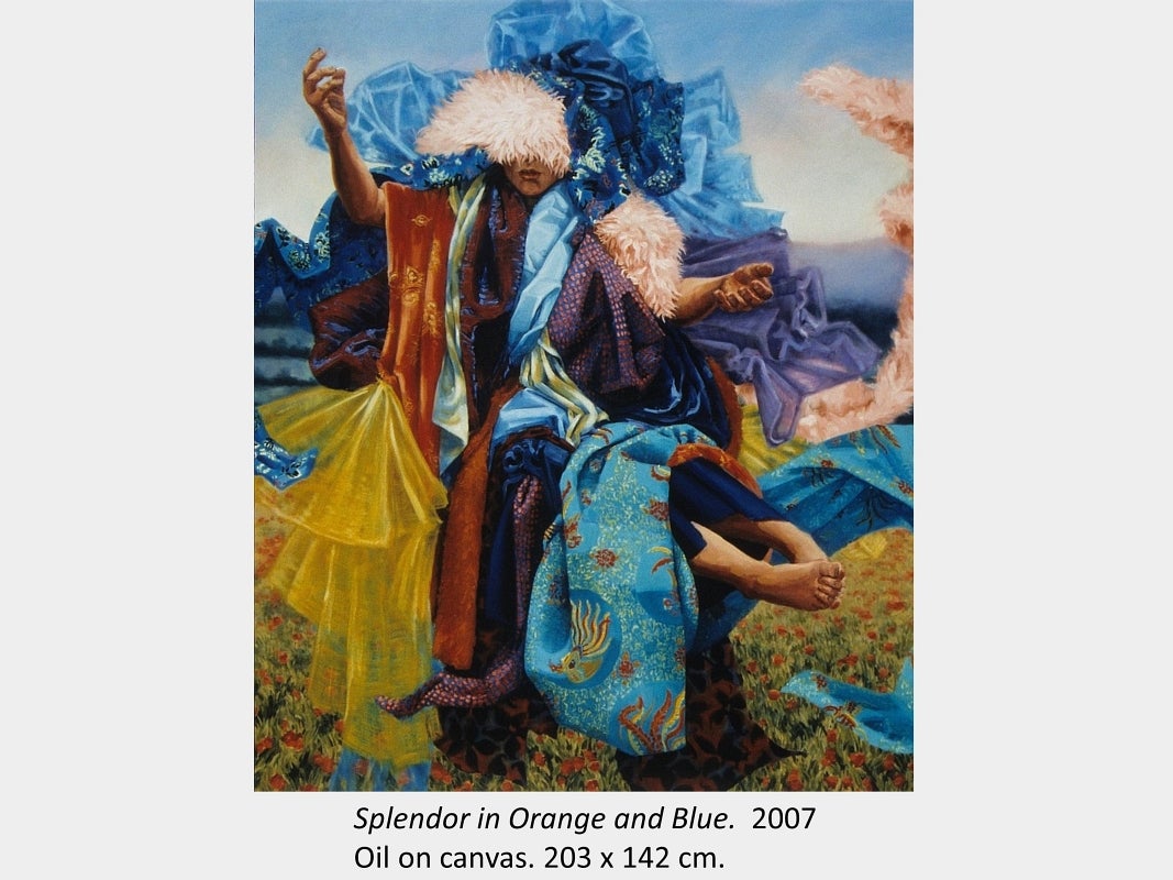 Artwork by Stephanie Bush. Splendor in Orange and Blue. 2007. Oil on canvas. 203 x 142 cm.