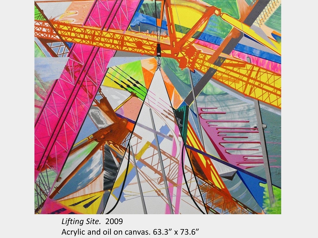 Artwork by Michael Capobianco. Lifting Site. 2009. Acrylic and oil on canvas. 63.3” x 73.6”