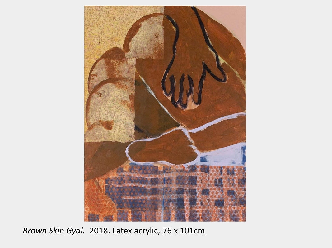 Artwork by Racquel Rowe - Brown Skin Gyal.  2018. Latex acrylic, 76 x 101cm