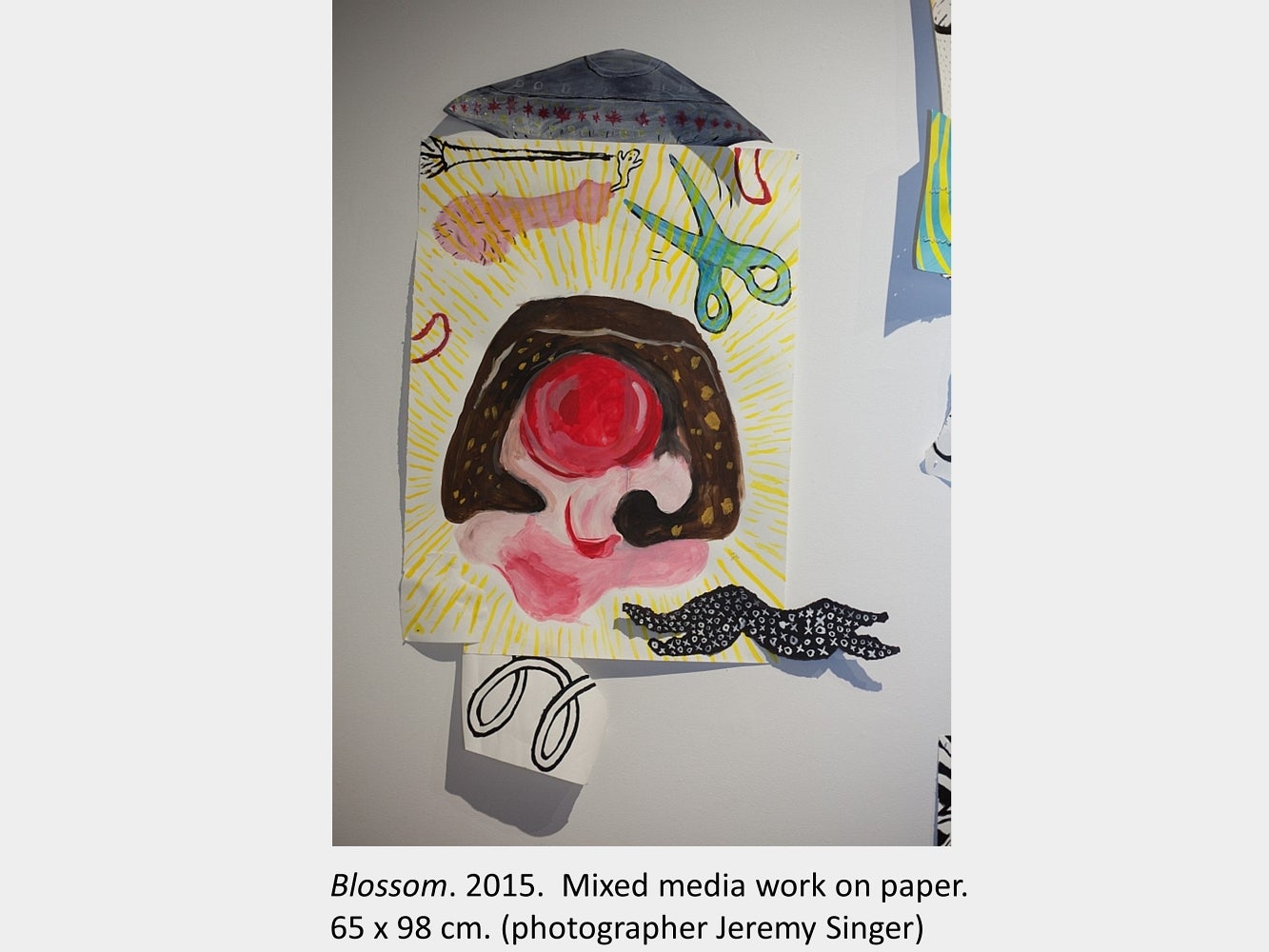 Artwork by Robert Dayton.  Blossom. 2015. Mixed media work on paper. 65 x 98 cm. (photographer Jeremy Singer)
