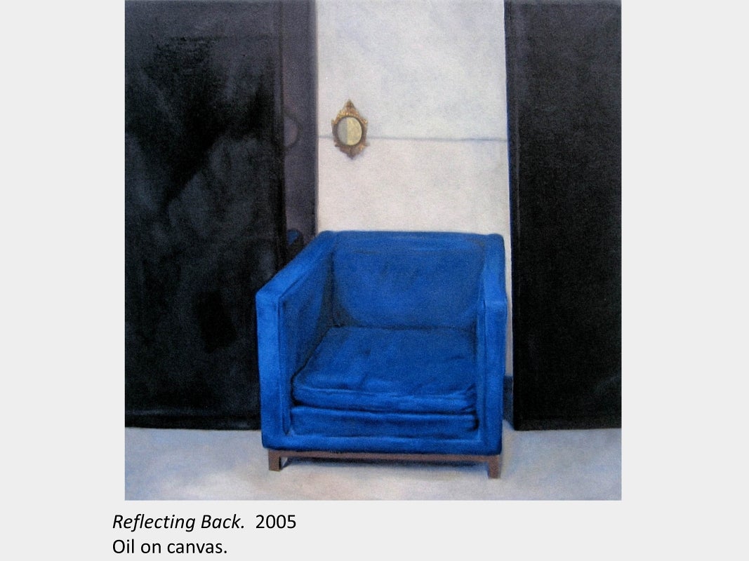 Artwork by Murray Dekeyser. Reflecting Back. 2005. Oil on canvas.