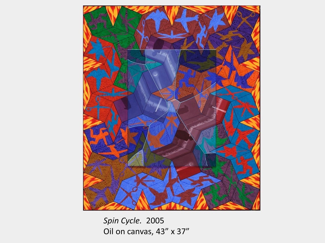 Artwork by Art Green. Spin Cycle. 2005. Oil on canvas. 43” x 37”