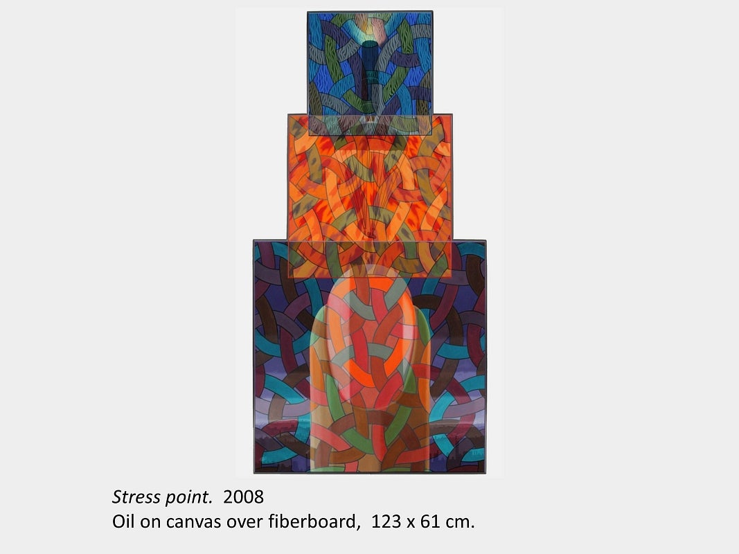 Artwork by Art Green. Stress point. 2008. Oil on canvas over fiberboard. 123 x 61 cm.