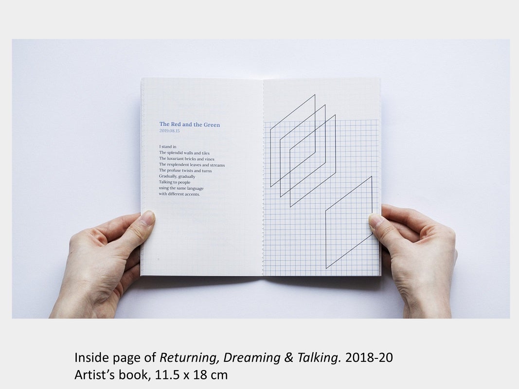 Brubey Hu's artwork "Inside page of Returning, Dreaming & Talking", 2018-2020, artist’s book, 11.5 x 18 cm