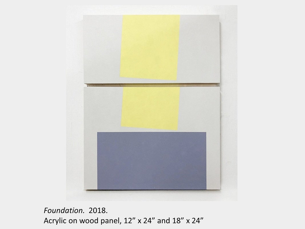 Brubey Hu's artwork "Foundation", 2018, acrylic on wooden panels, 12” x 24” and 18” x 24”